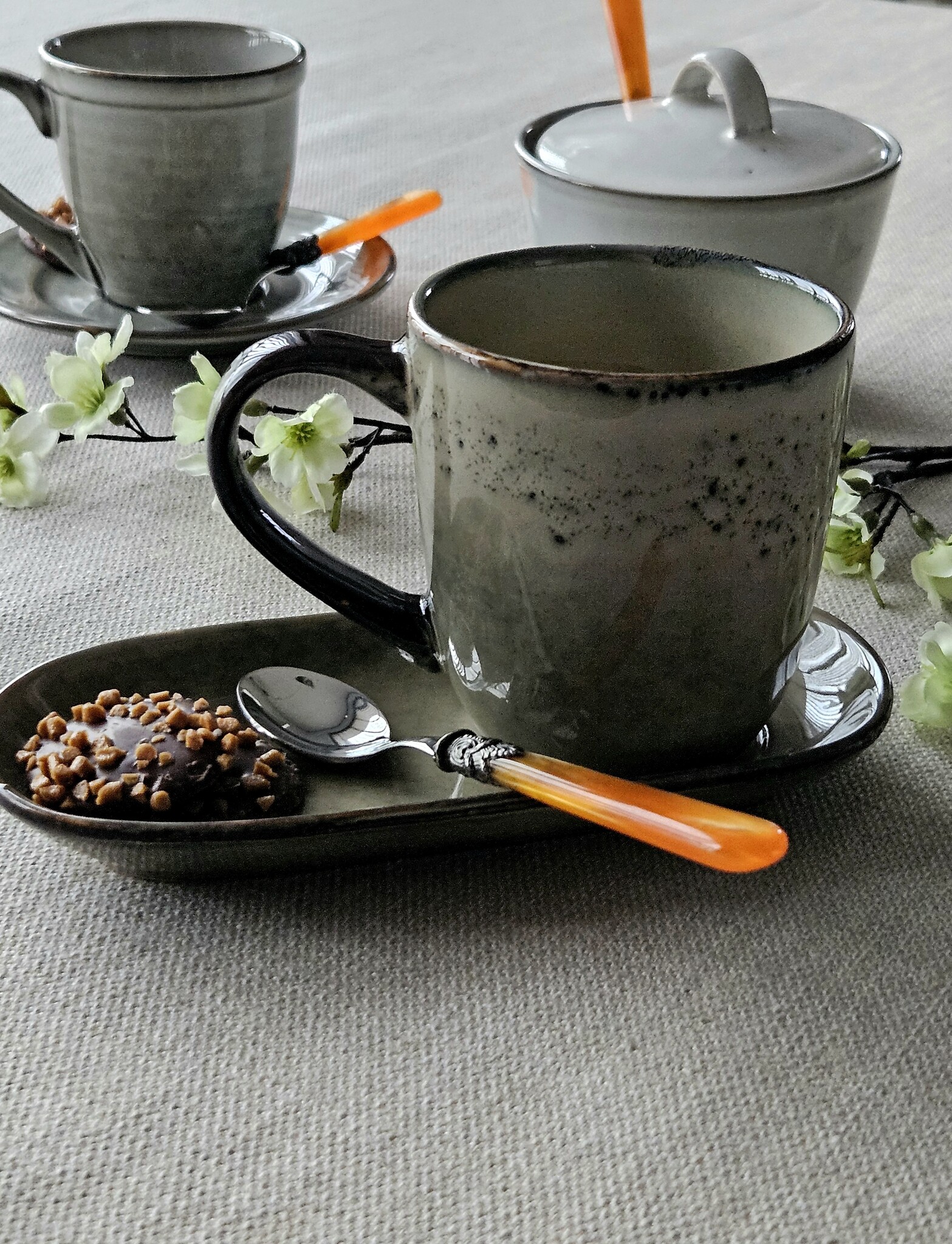 Cuillère à Thé, petite, avec manche Orange (éclat nacré)