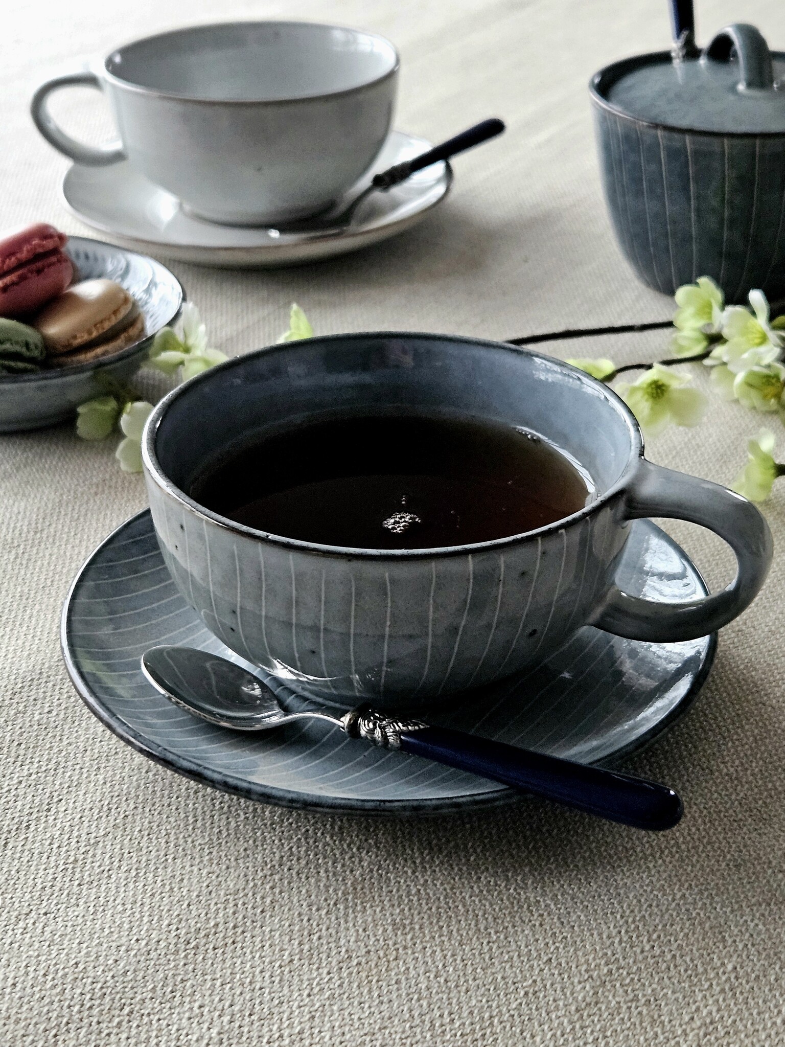Cucharilla de té, pequeña, con mango Azul (mate)