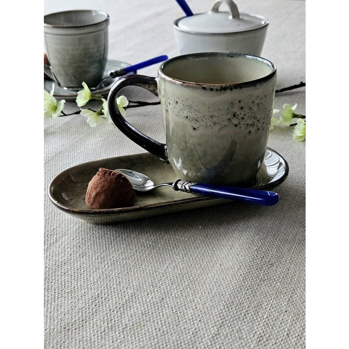 Cucharilla de té, pequeña, con mango Azul (brillo nácar)