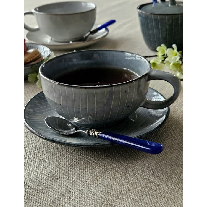 Cucharilla de té, pequeña, con mango Azul (brillo nácar)