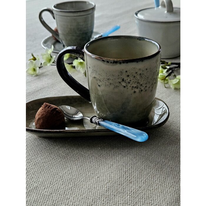 Cuillère à Thé, petite, avec manche Bleu Clair (nacré)
