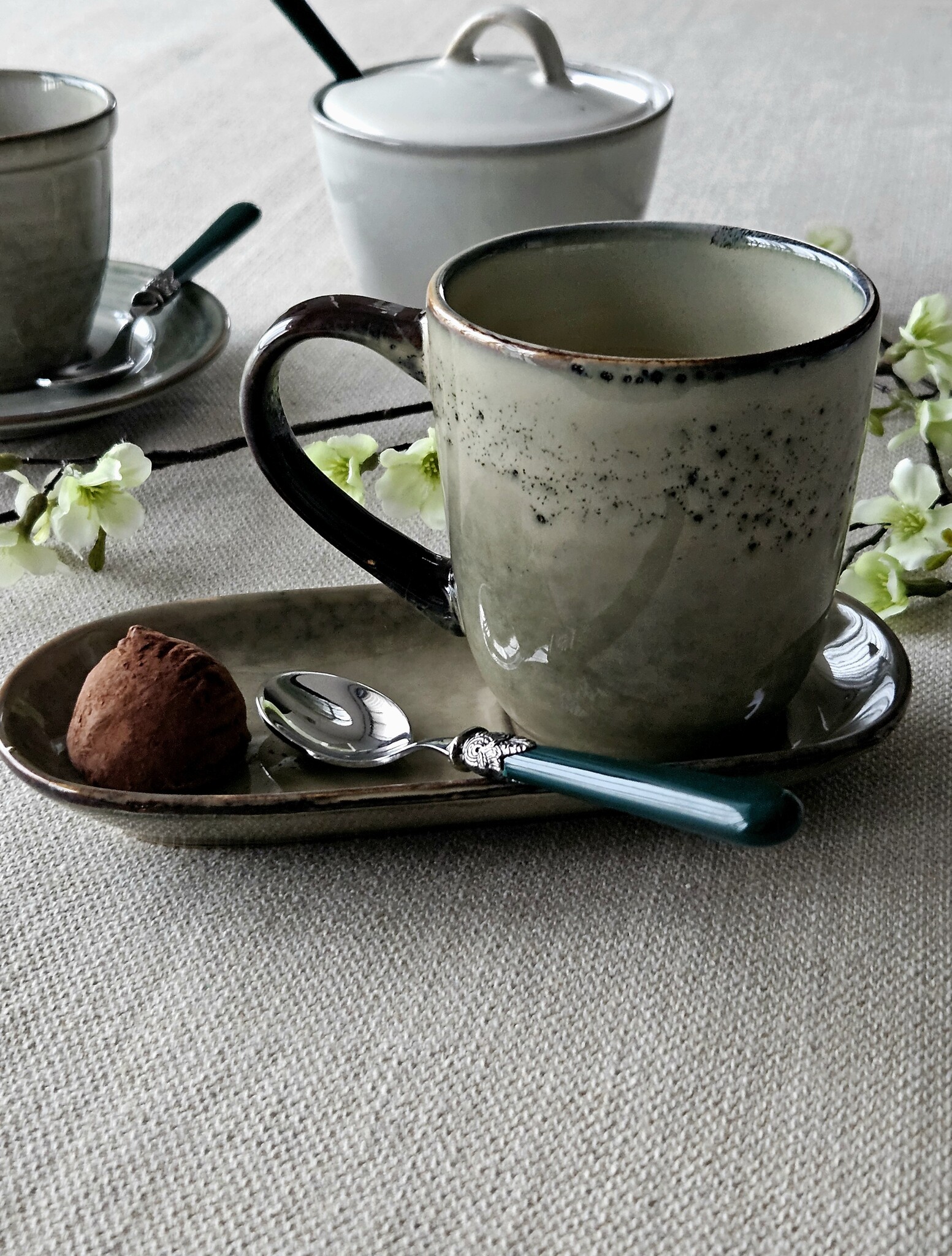 Teaspoon, small, with Green handle (plain)