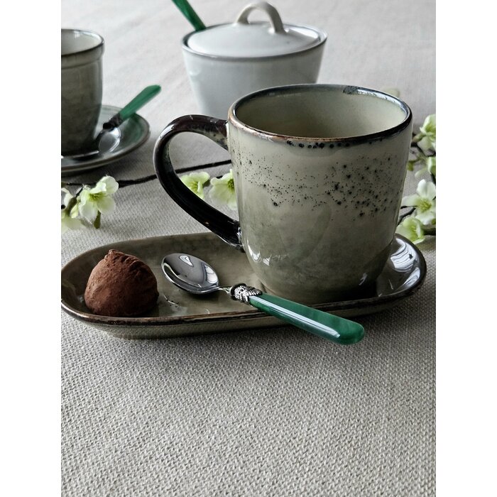 Theelepel klein, met Groen handvat (parelmoer), EME Napoleon