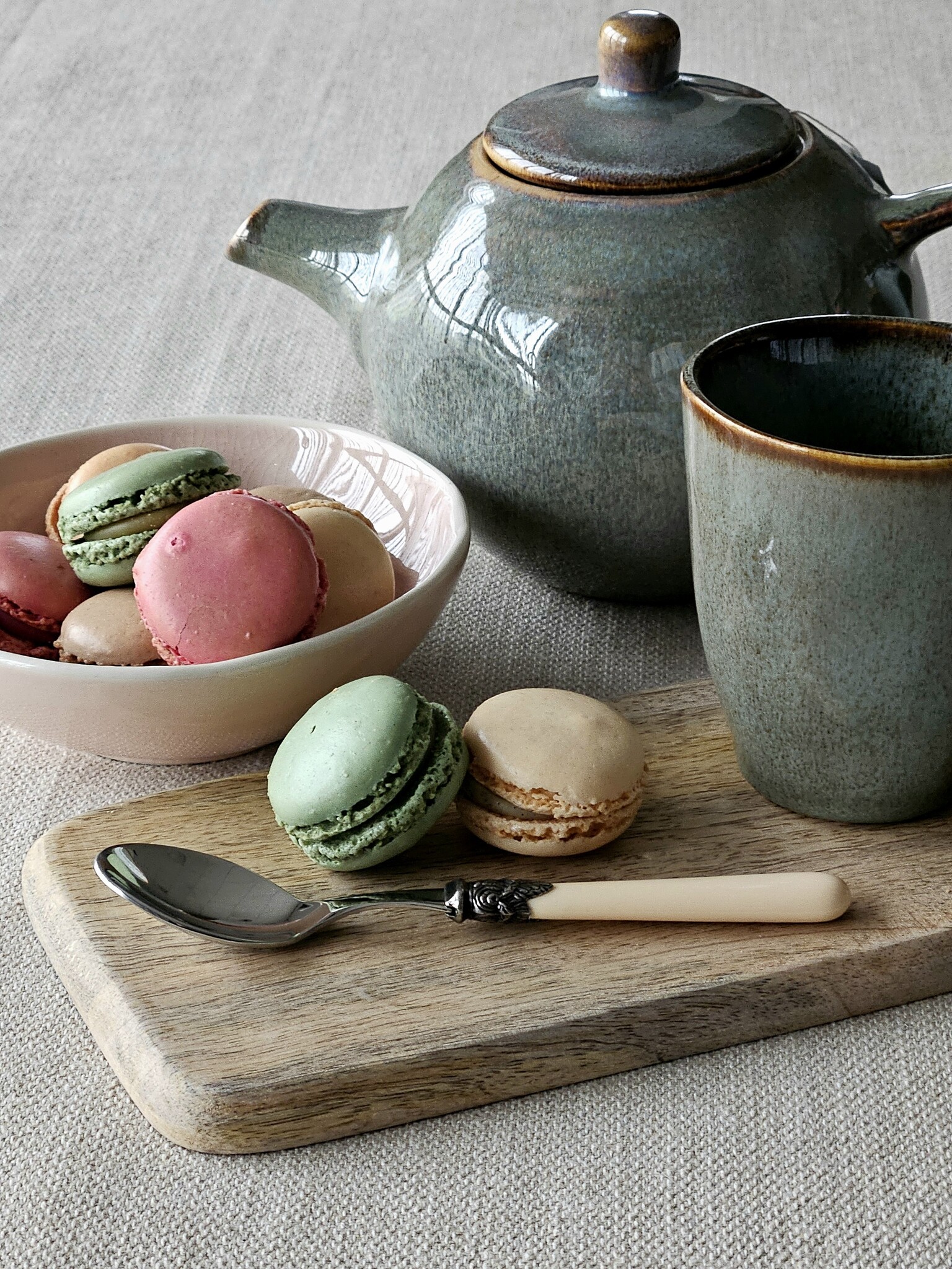 Teelöffel, mit Elfenbeinem griff (einfarbig)