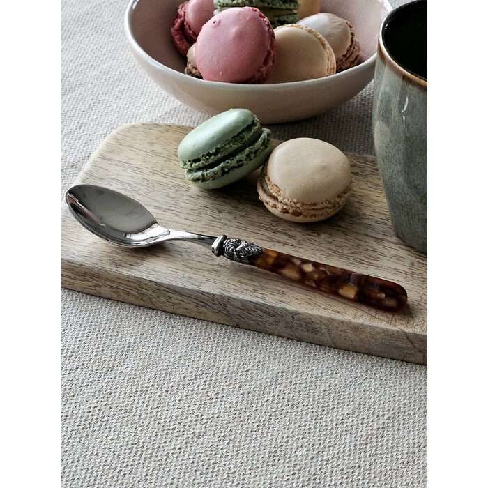 Theelepel, met Bruin handvat (schilpadmotief)