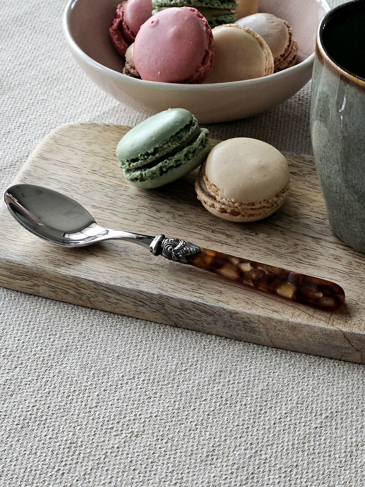 Cuillère à Thé, avec manche Marron (motif tortue)