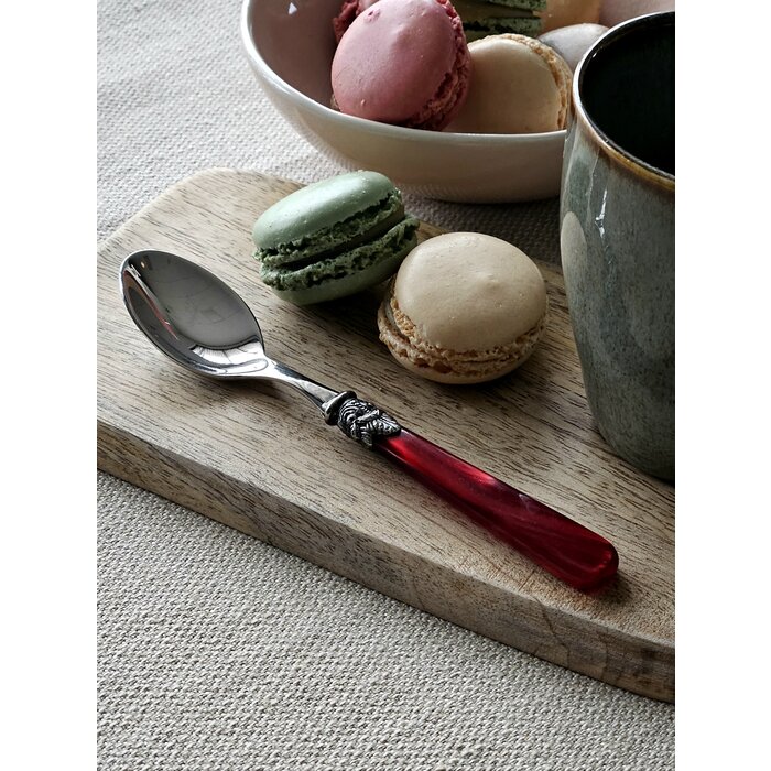 Theelepel, met Rood handvat (parelmoer), EME Napoleon