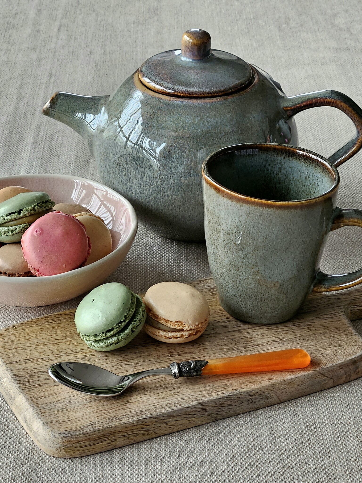 Theelepel, met Oranje handvat (parelmoer), EME Napoleon