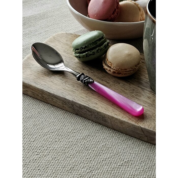 Theelepel, met Fuchsia handvat (parelmoer), EME Napoleon