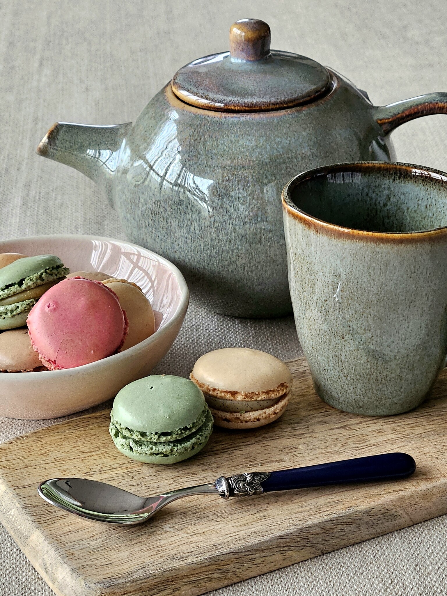 Teelöffel, mit Blauem griff (einfarbig)