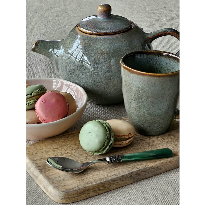 Teaspoon, with Green handle (mother-of-pearl sheen)