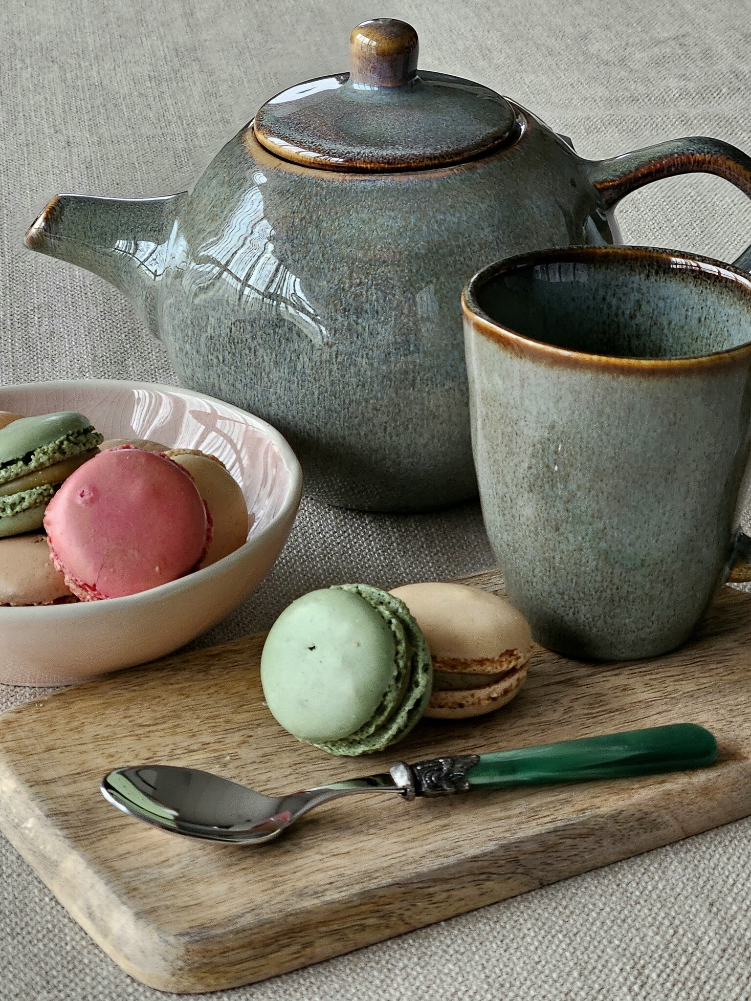 Cuillère à Thé, avec manche Vert (éclat nacré)