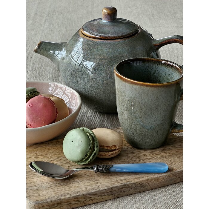 Cucharilla de té, con mango Azul Claro (brillo nácar)