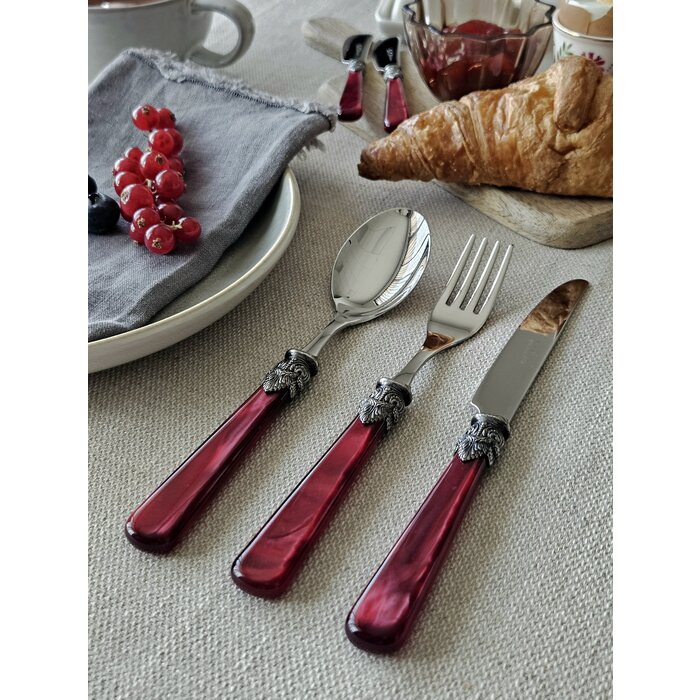 3-teilig, Besteckset, 1 Person, Rot (perlmutt), perfekt als Frühstücksbesteck