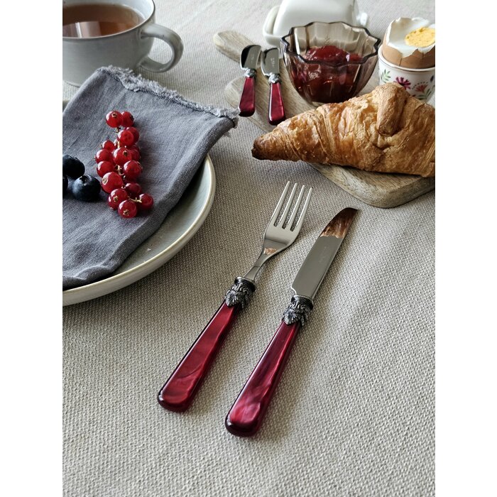 Tenedor, Rojo (brillo nácar), Desayuno