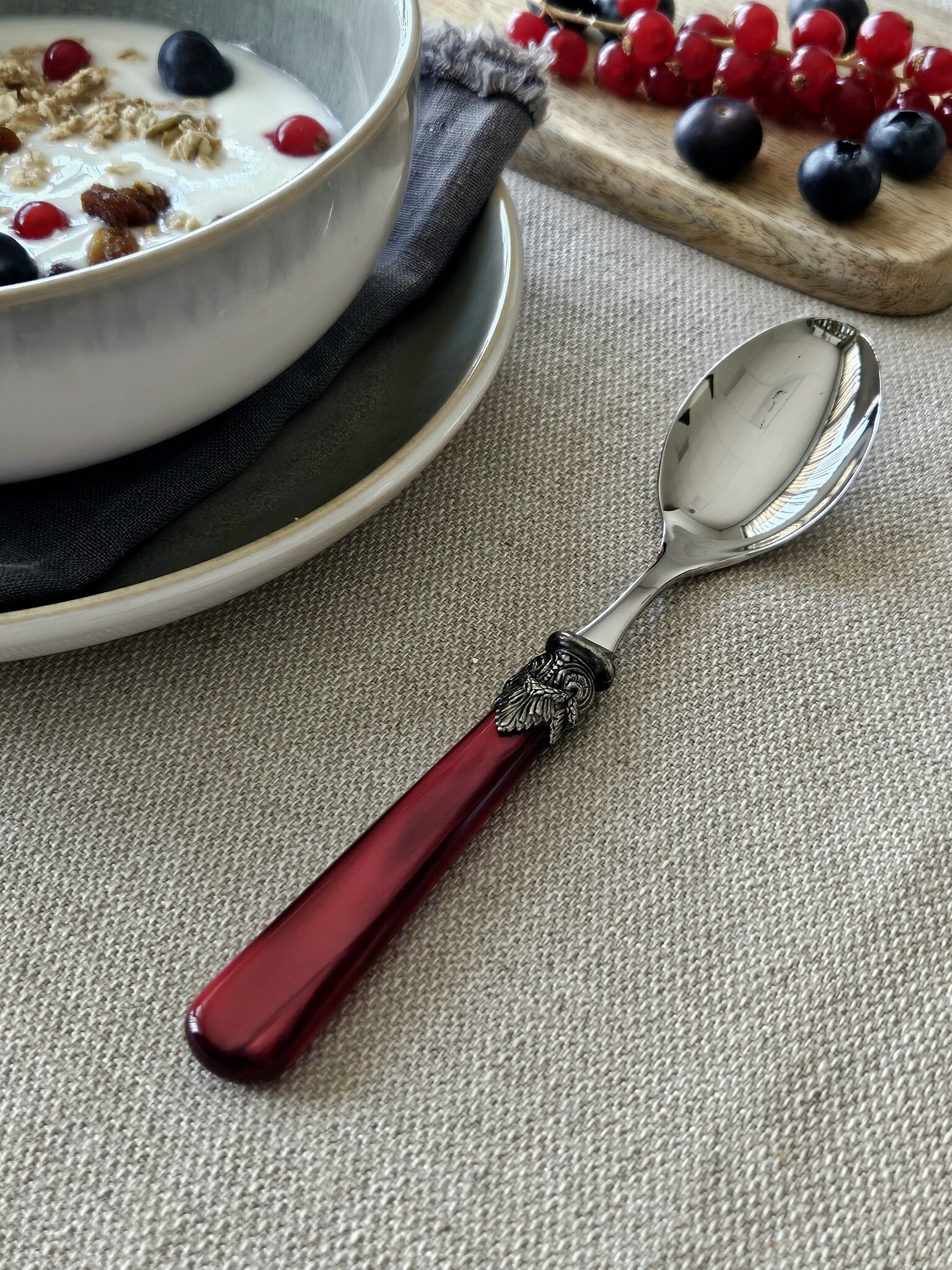 FrühstücksLöffel, Rot mit Perlmutt