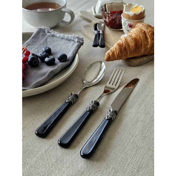 3-delig, Bestekset, voor 1 persoon, Zwart (parelmoer), voor het ontbijt, EME Napoleon