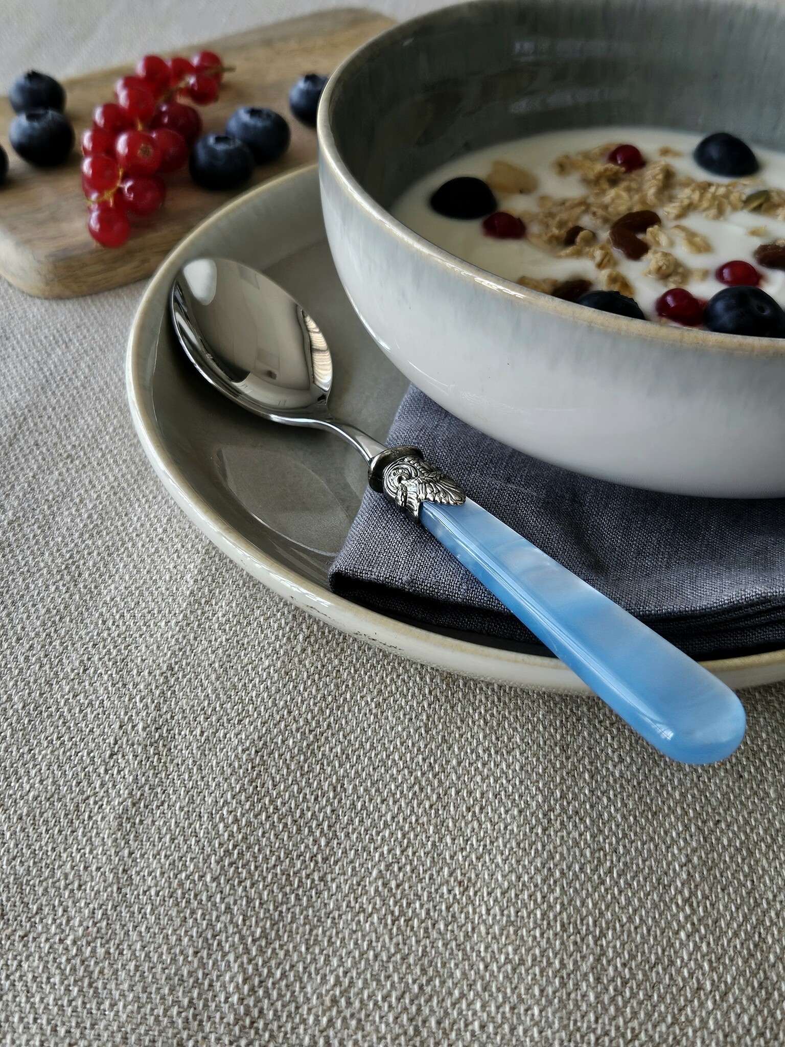 Cuchara, Azul Claro (brillo nácar), Desayuno