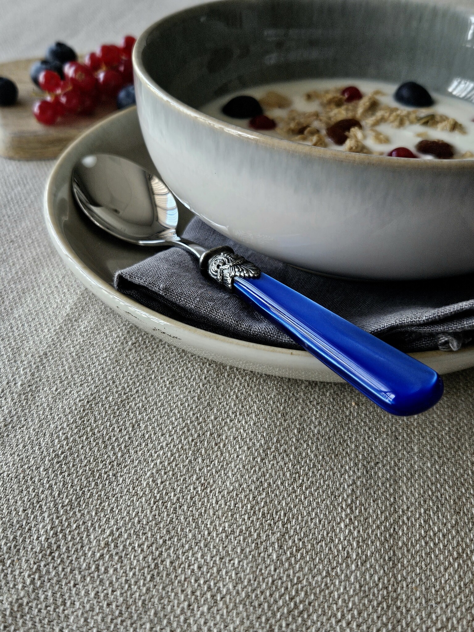 Löffel, Blau (perlmuttglanz), Frühstück