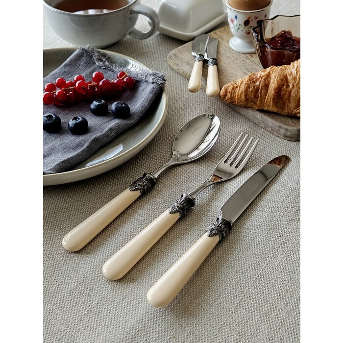 3-teilig, Besteckset, 1 Person, Elfenbein (matt), perfekt als Frühstücksbesteck