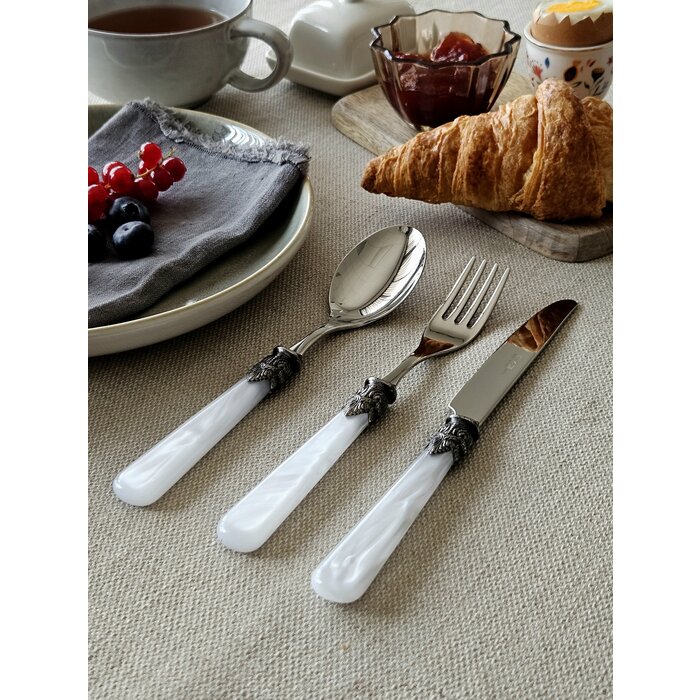 3-teilig, Besteckset, 1 Person, Weiß (perlmutt), perfekt als Frühstücksbesteck