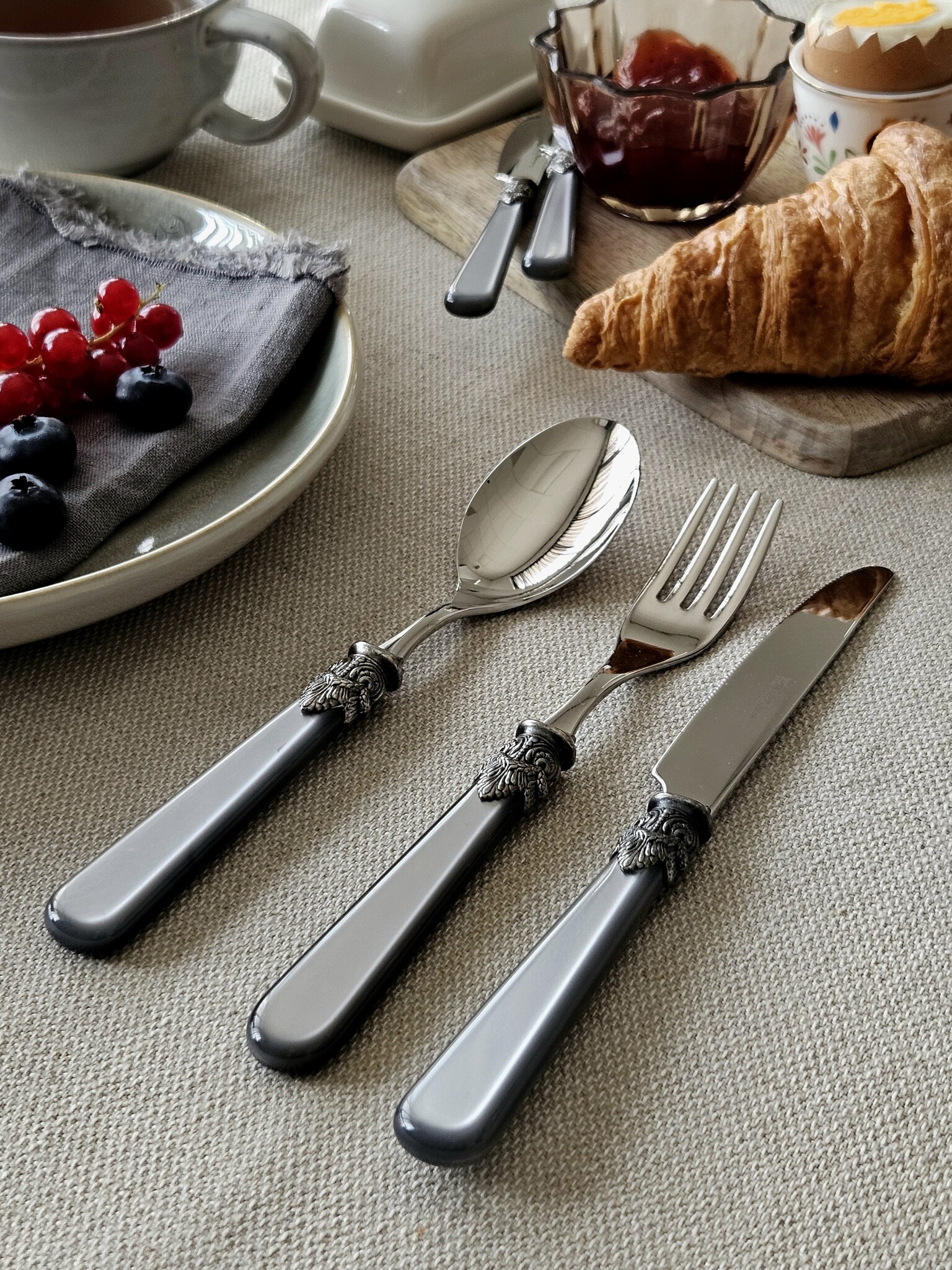 Juego de Cubiertos, Gris (brillo nácar), Desayuno