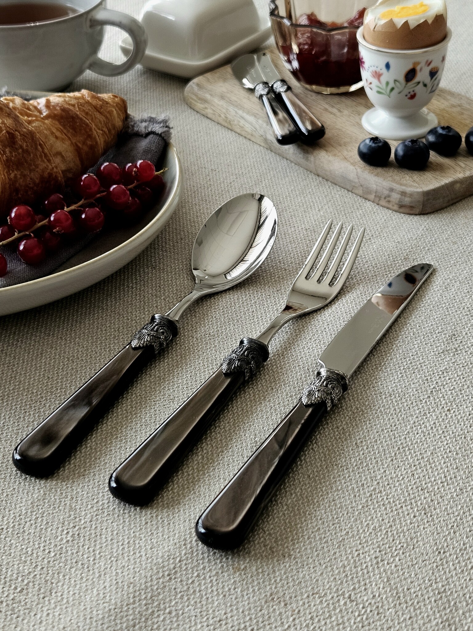Cutlery Set, Brown (mother-of-pearl sheen), Breakfast