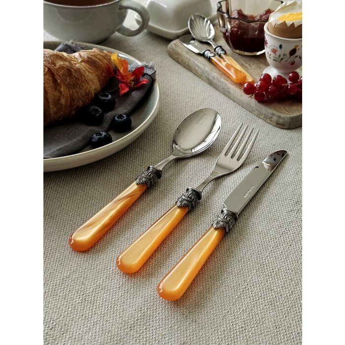 3-teiliges Besteckset, 1 Person, Orange (perlmutt), perfekt als Frühstücksbesteck