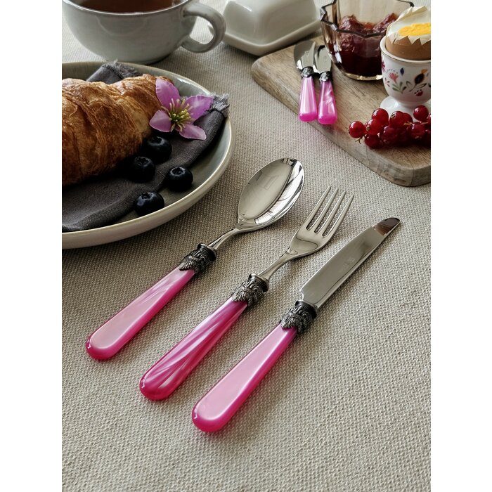 3-teilig, Besteckset, 1 Person, Fuchsia (perlmutt), perfekt als Frühstücksbesteck