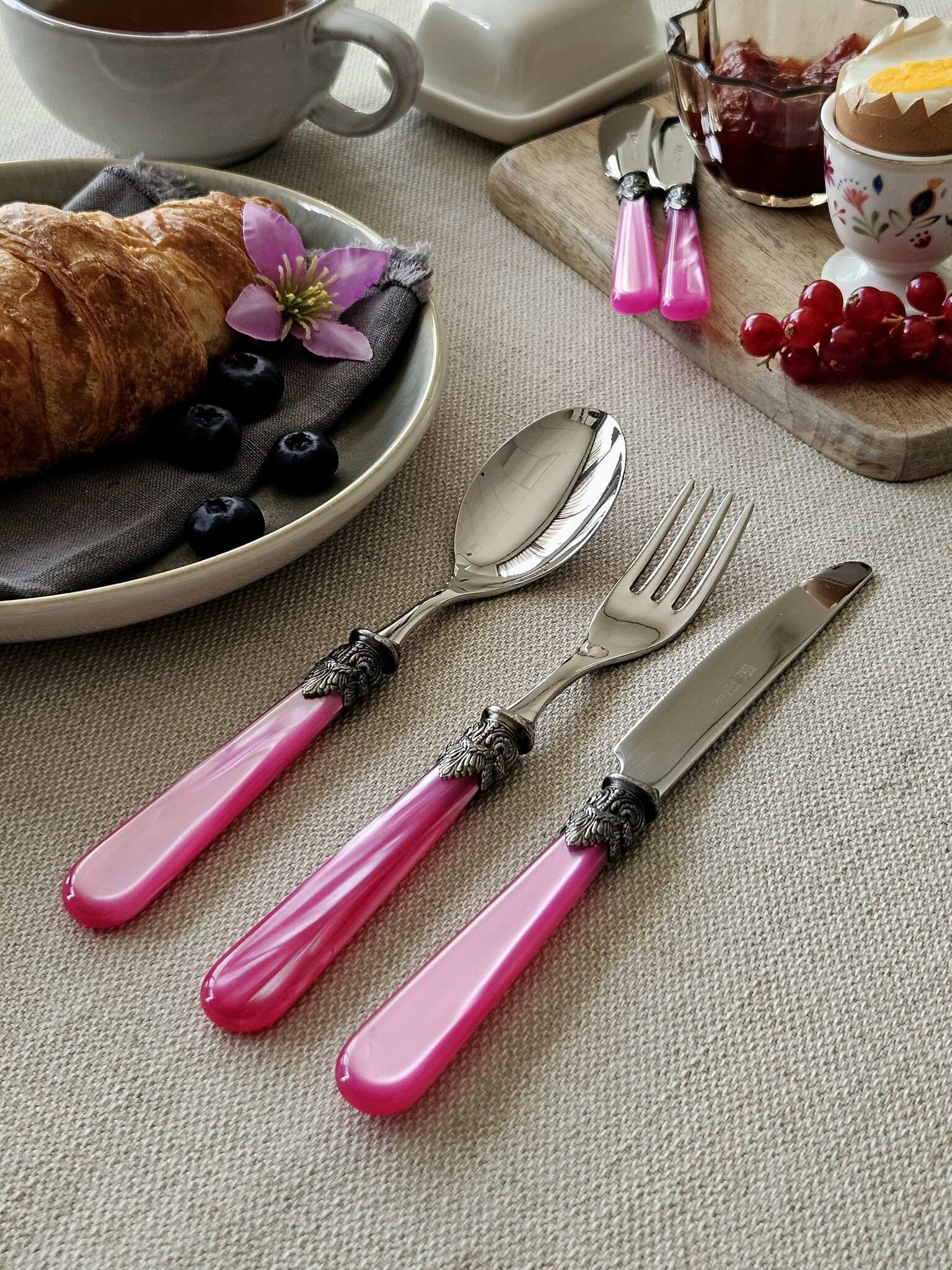 Juego de Cubiertos, Fucsia (brillo nácar), Desayuno
