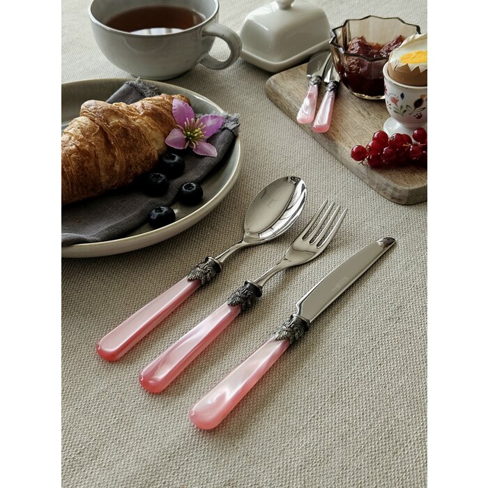 3-teiliges Besteckset, 1 Person, Rosa (perlmutt), perfekt als Frühstücksbesteck