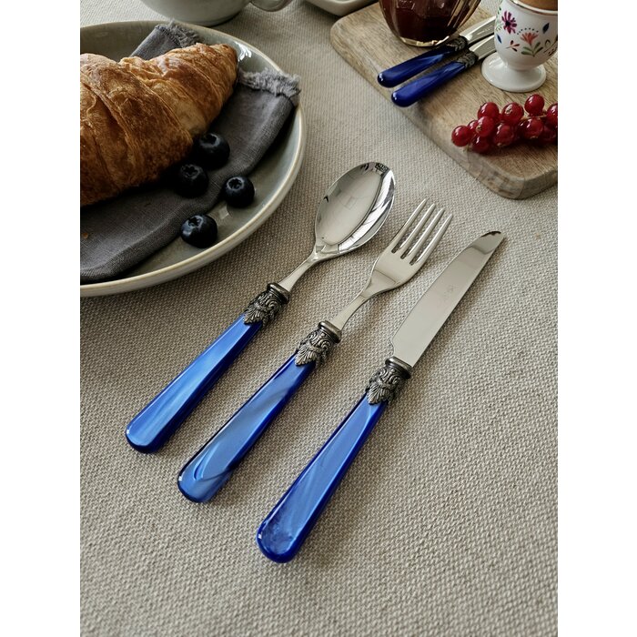 3-teiliges Besteckset, 1 Person, Blau (perlmutt), perfekt als Frühstücksbesteck