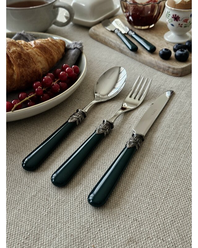 3-piece breakfast cutlery set for 1 person, green (matte), EME Napoleon
