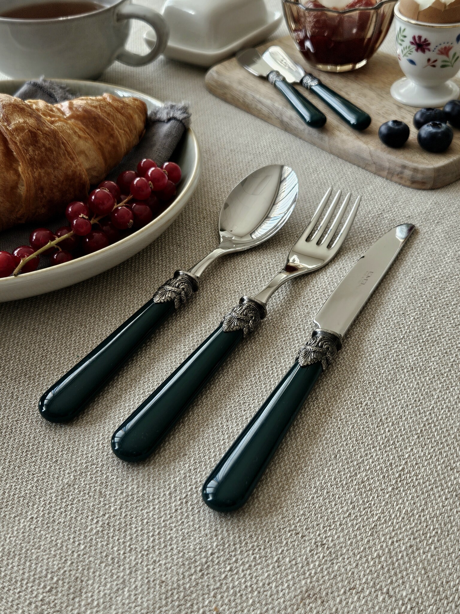 Service de Couverts, Vert (uni), Petit-Déjeuner