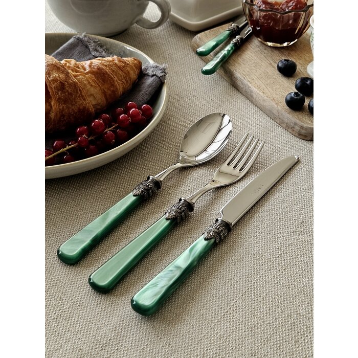 3-teilig, Besteckset, 1 Person, Grün (perlmutt), perfekt als Frühstücksbesteck