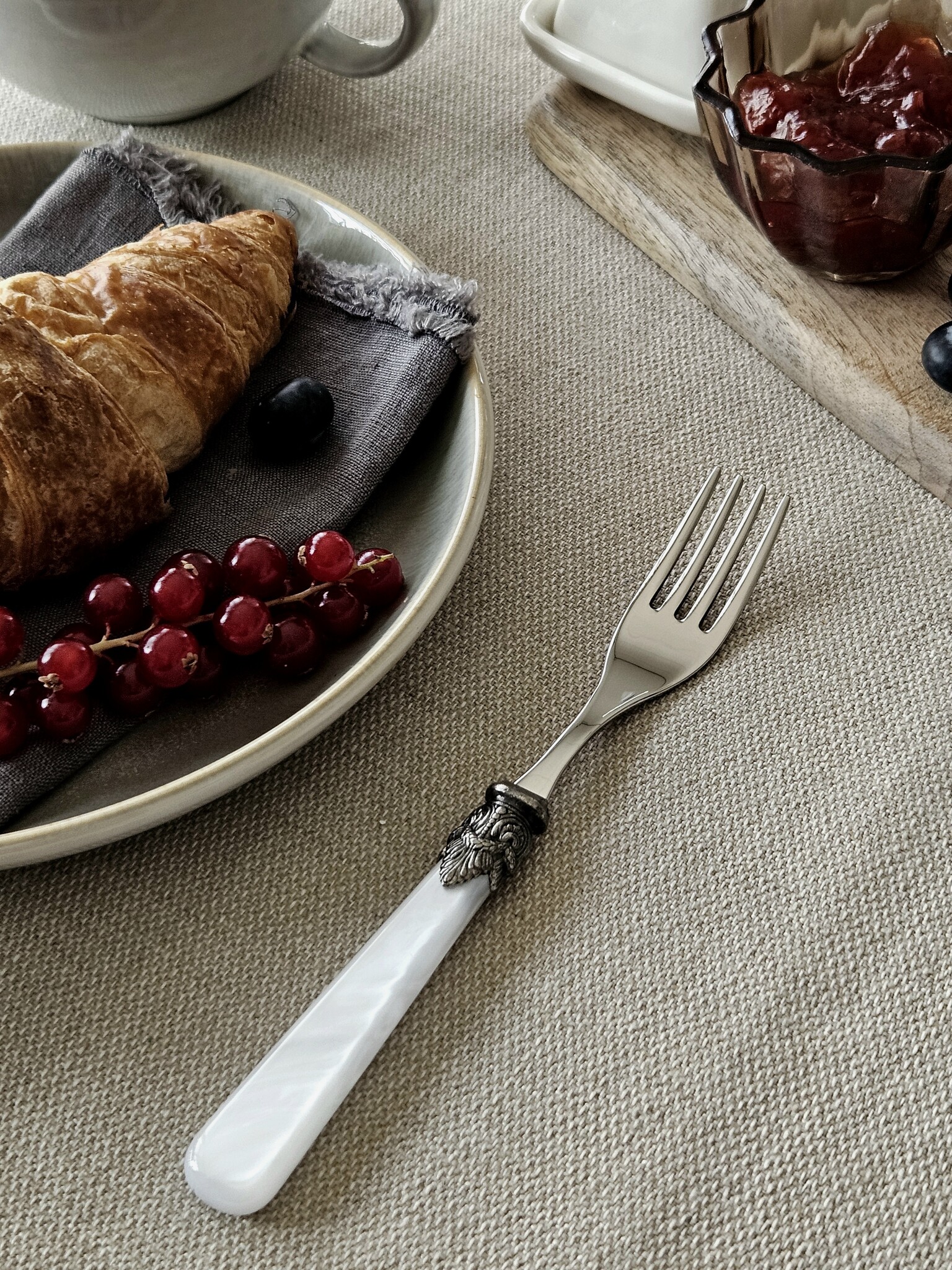 Gabel, Weiß (perlmuttglanz), Frühstück