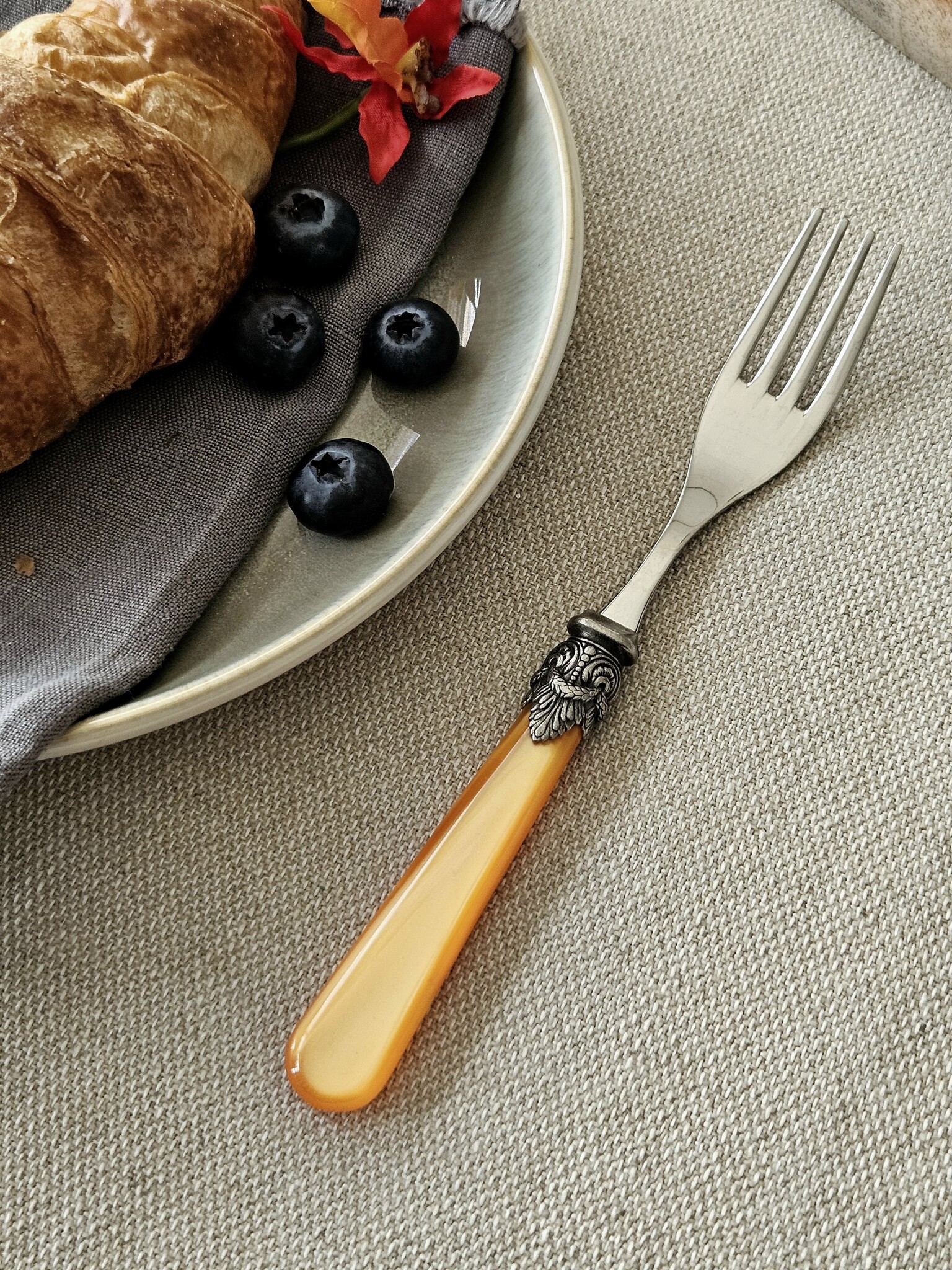 Gabel, Orange (perlmuttglanz), Frühstück