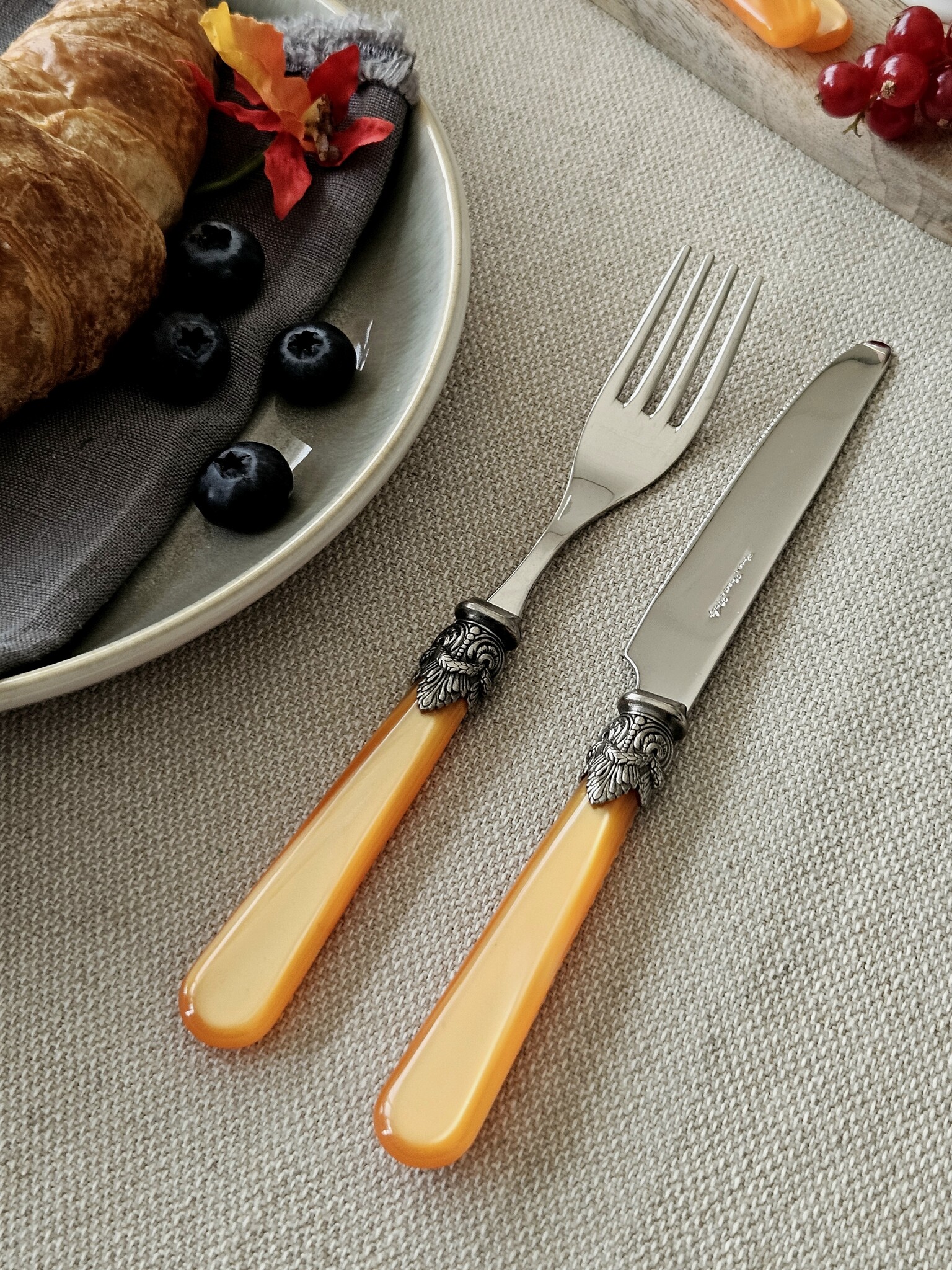 Tenedor, Naranja (nácar), Desayuno