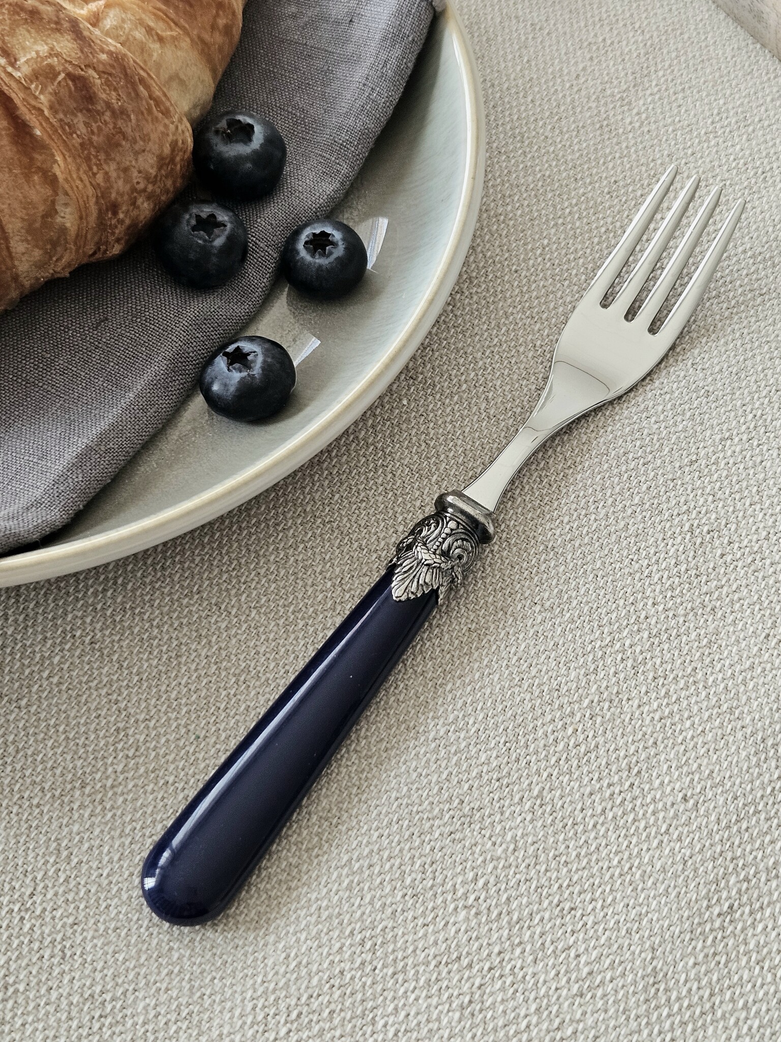 Vork, Blauw (mat), voor het ontbijt, EME Napoleon