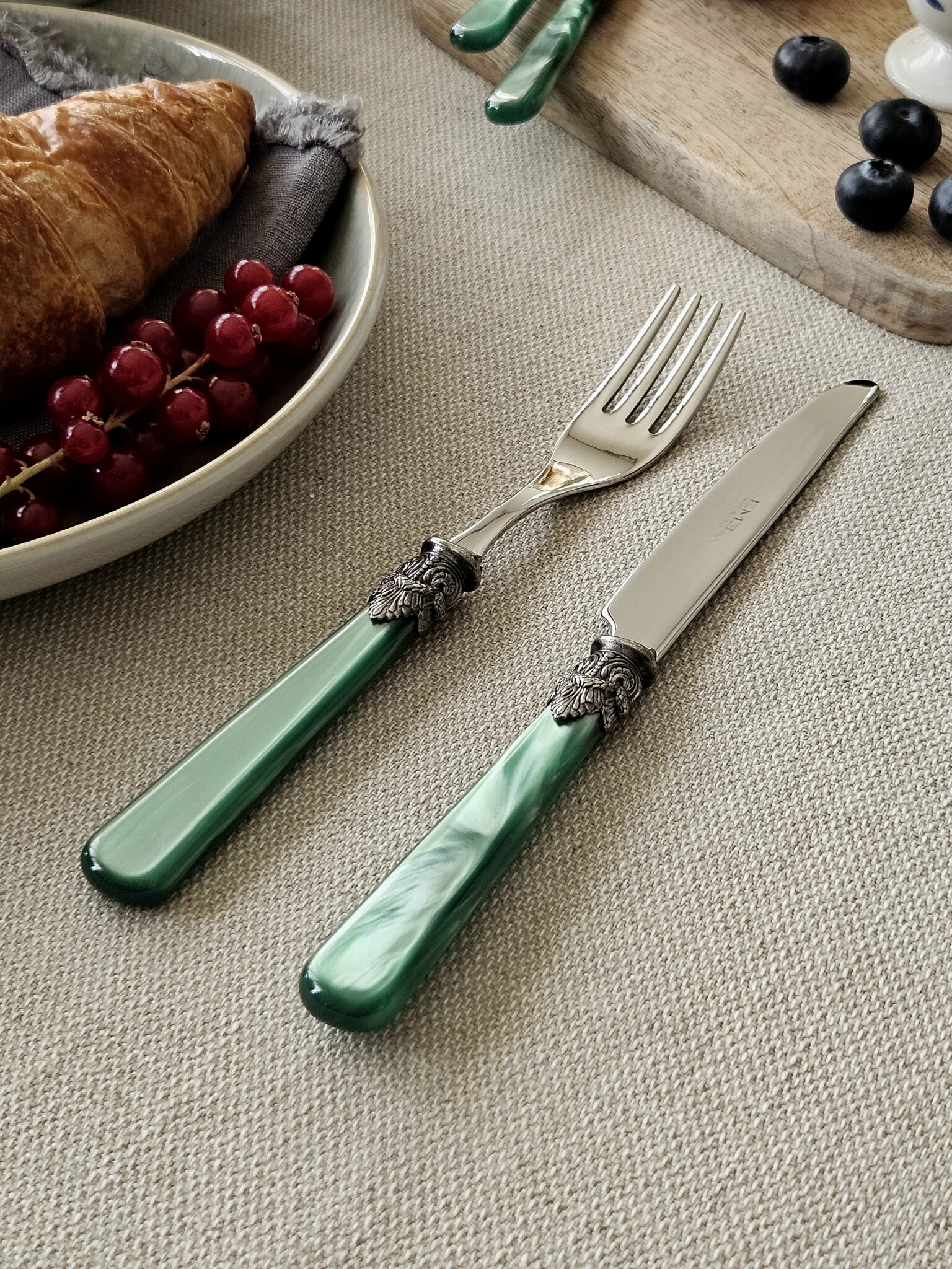 Tenedor, Verde (nácar), Desayuno