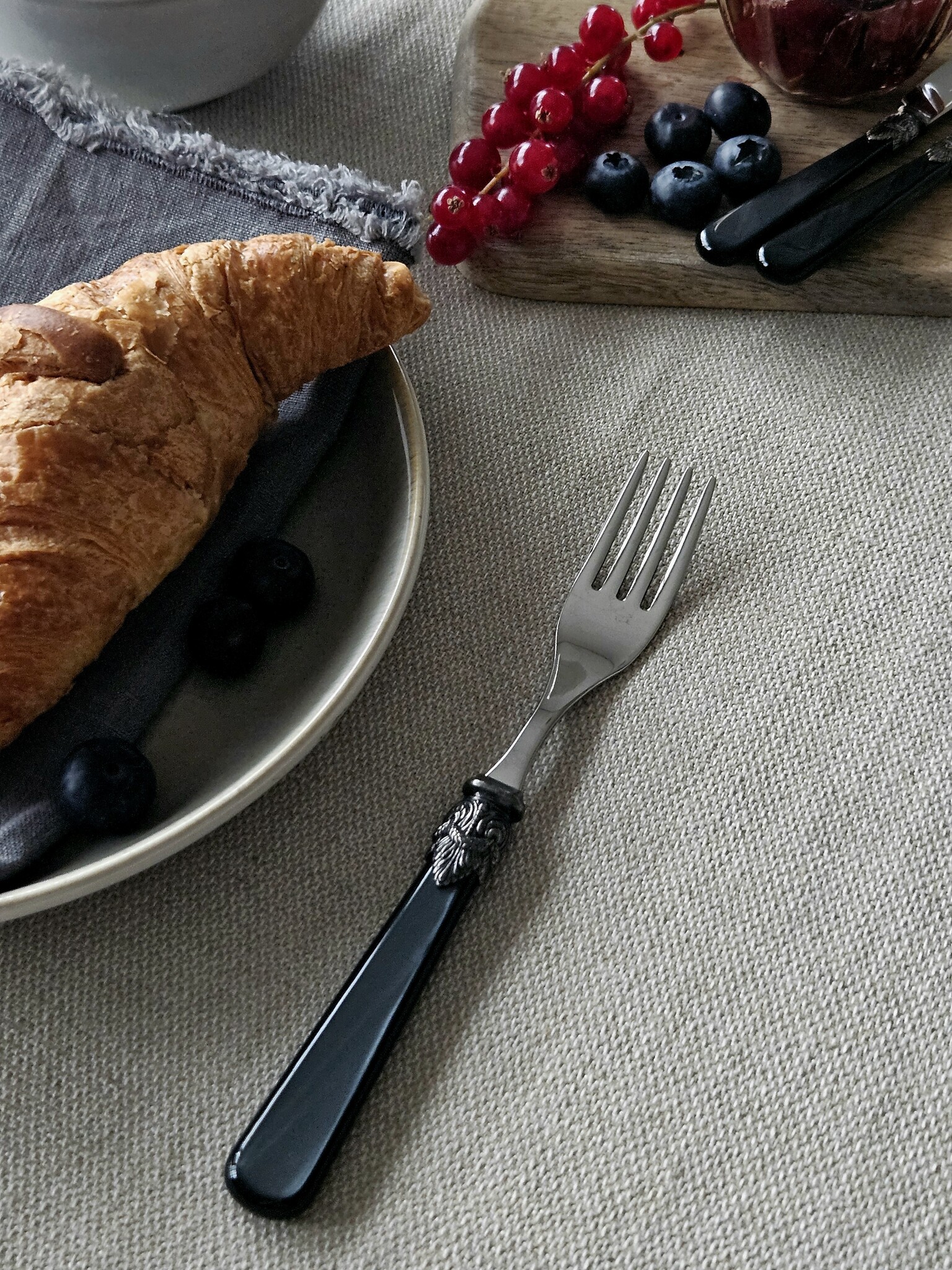 Tenedor, Negro (brillo nácar), Desayuno