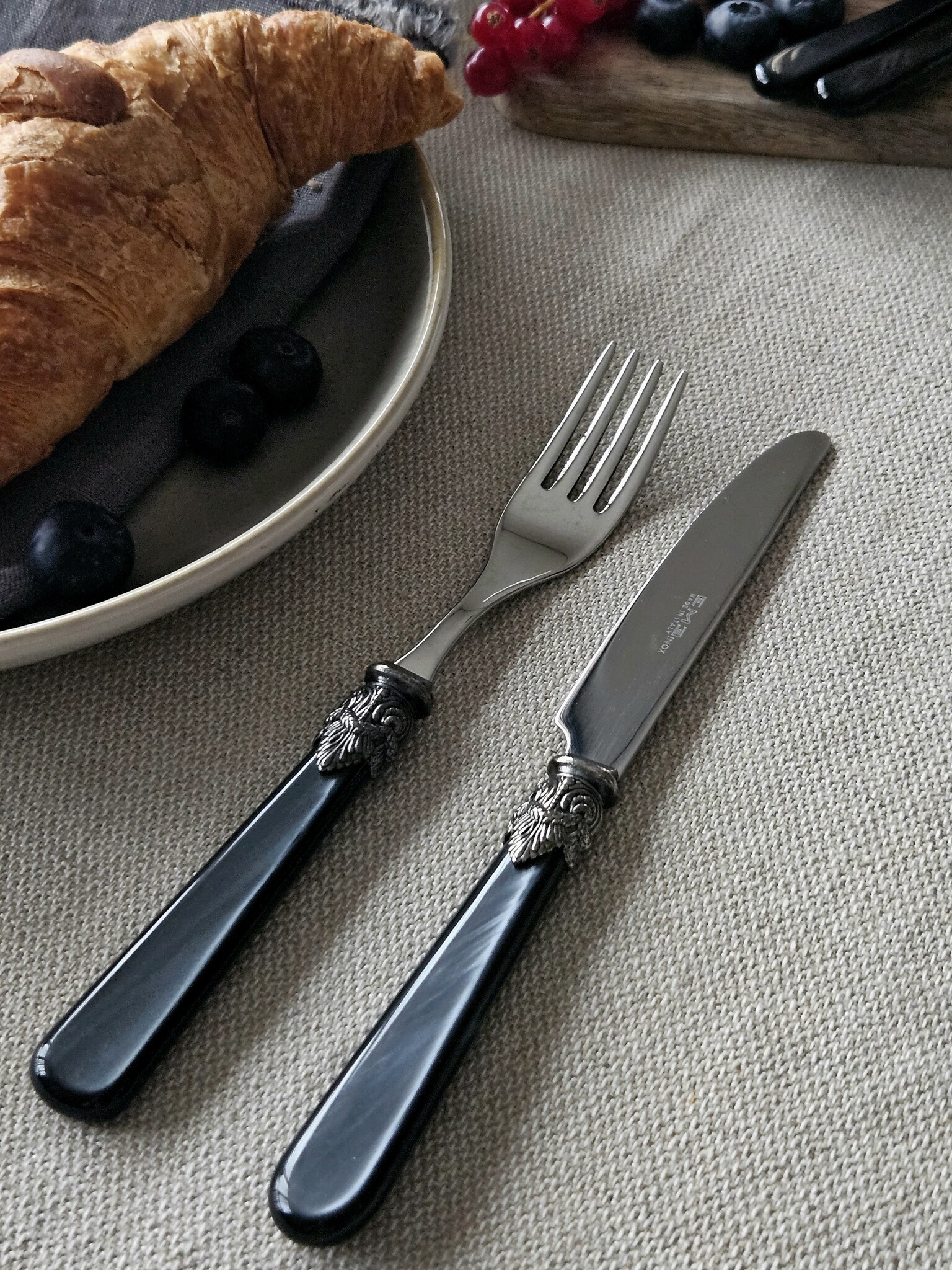 Gabel, Schwarz (perlmuttglanz), Frühstück