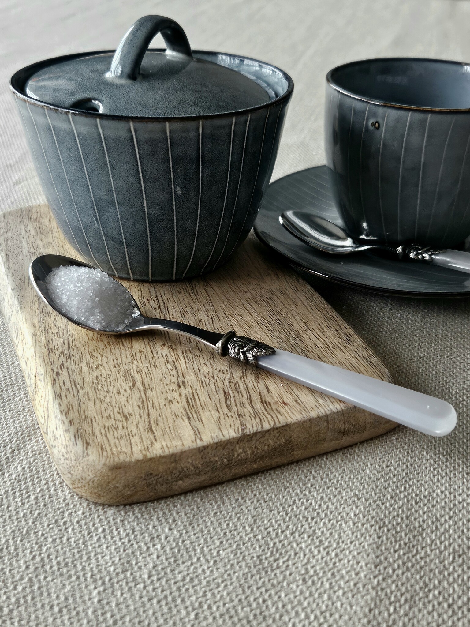 Cucharilla para azúcar, Blanco (brillo nácar)