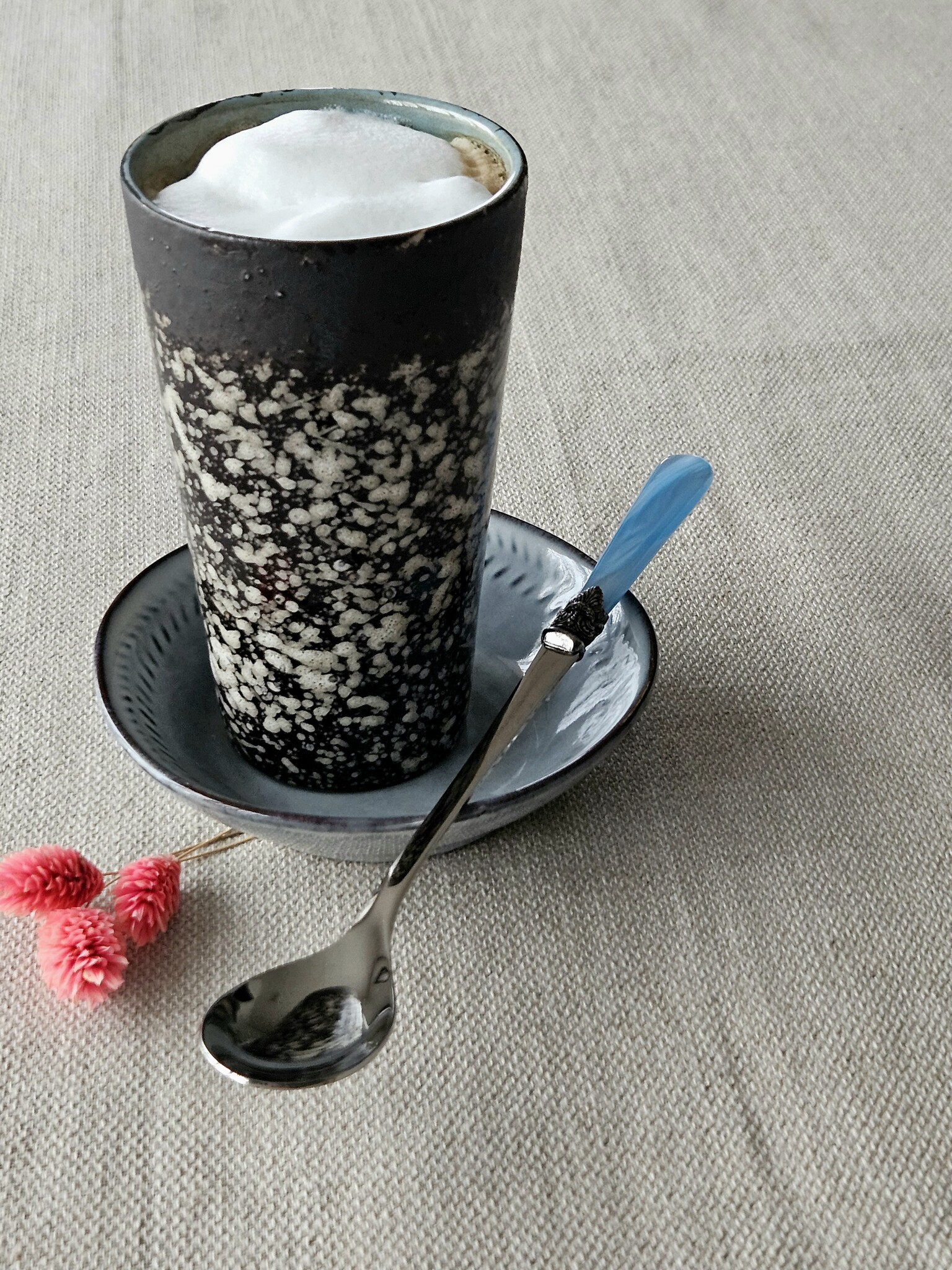 Longdrink lepel / Sorbetlepel, Lichtblauw met Parelmoer (21,5 cm)