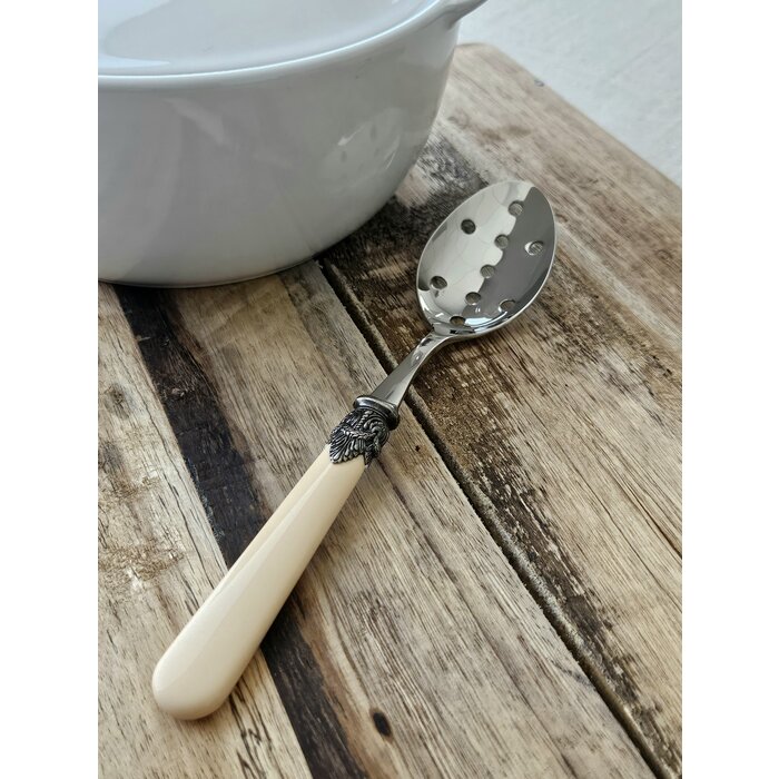 Slotted serving spoon, Ivory (matte)