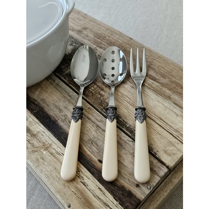 Slotted serving spoon, Ivory (matte)
