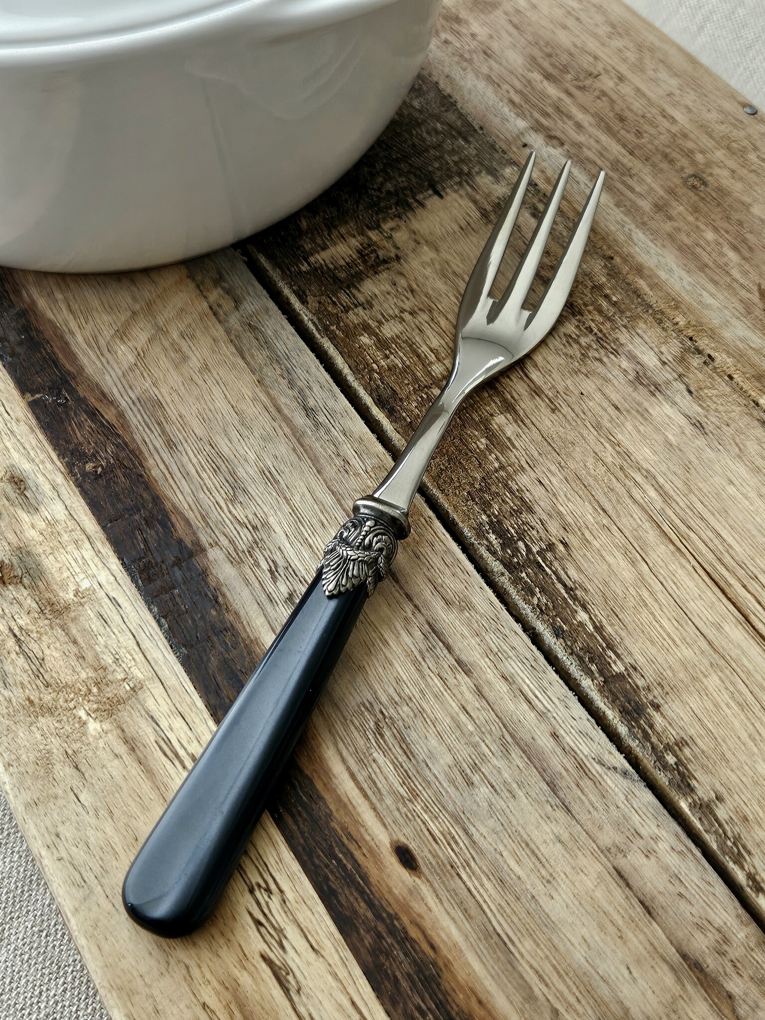 Tenedor para servir, Blanco (brillo nácar) Negro (brillo nácar)