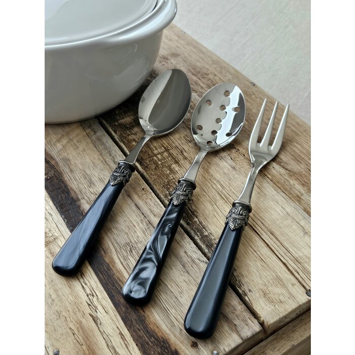Tenedor para servir, Blanco (nácar) Negro (nácar)