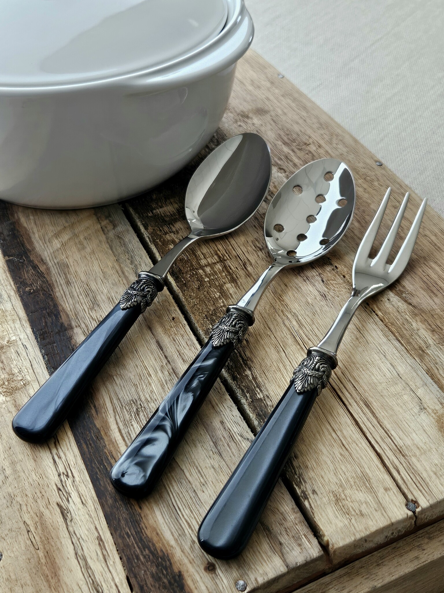 Cuchara para servir, Negro (brillo nácar)