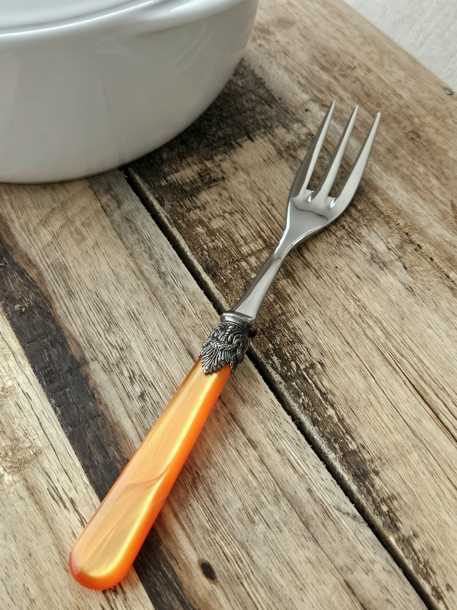 Serving fork, Orange (mother-of-pearl sheen)